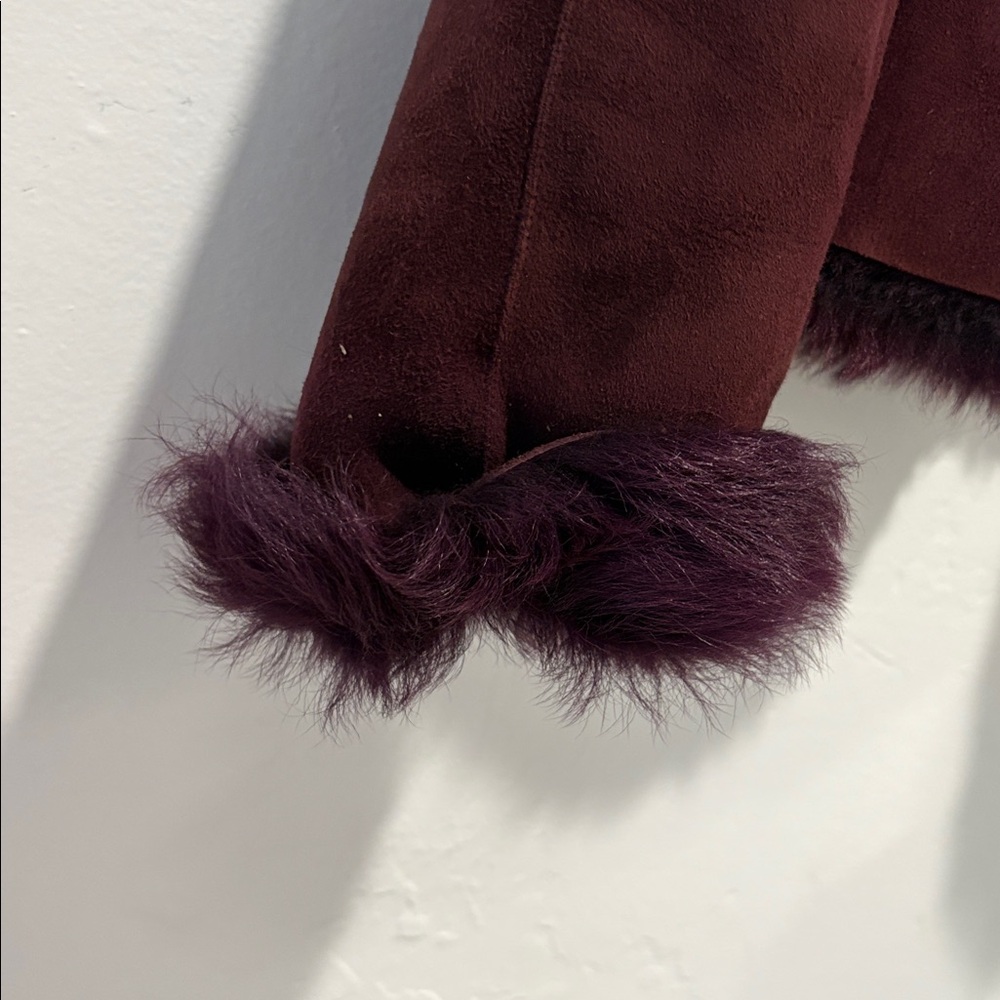 DKNY Deep Brown Teddy Jacket with Faux Fur Trim - Picture 10 of 13